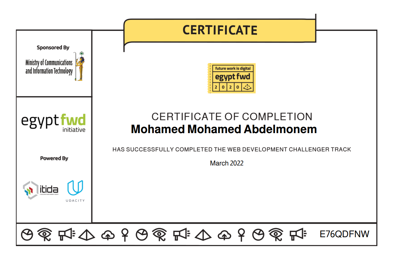 Certificate showing professional training